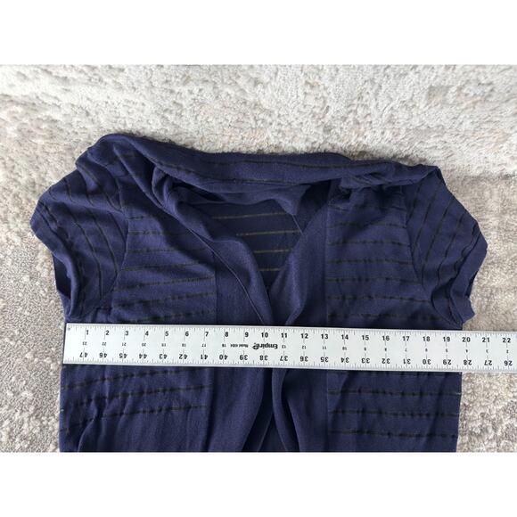 August Silk Size XL Semi Sheer Casual Open Front Cardigan Sweater Blue - Picture 4 of 7